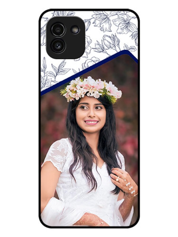 Custom Galaxy A03 Personalized Glass Phone Case - Premium Floral Design