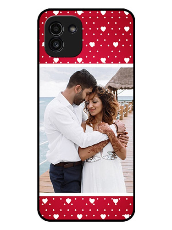 Custom Galaxy A03 Photo Printing on Glass Case - Hearts Mobile Case Design