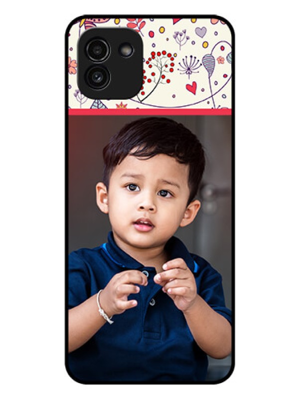 Custom Galaxy A03 Custom Glass Mobile Case - Premium Floral Design