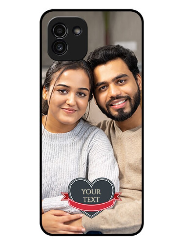 Custom Galaxy A03 Custom Glass Phone Case - Just Married Couple Design