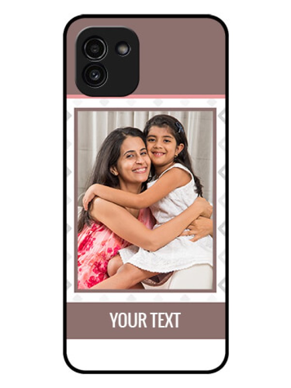 Custom Galaxy A03 Photo Printing on Glass Case - Simple Diamond Design