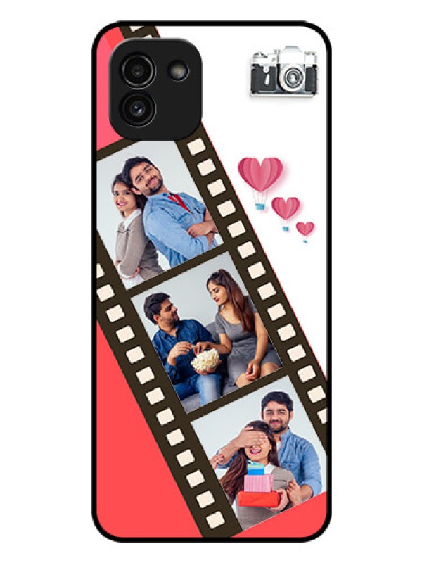 Custom Galaxy A03 Personalized Glass Phone Case - 3 Image Holder with Film Reel