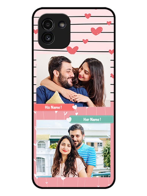 Custom Galaxy A03 Custom Glass Mobile Case - Photo with Heart Design