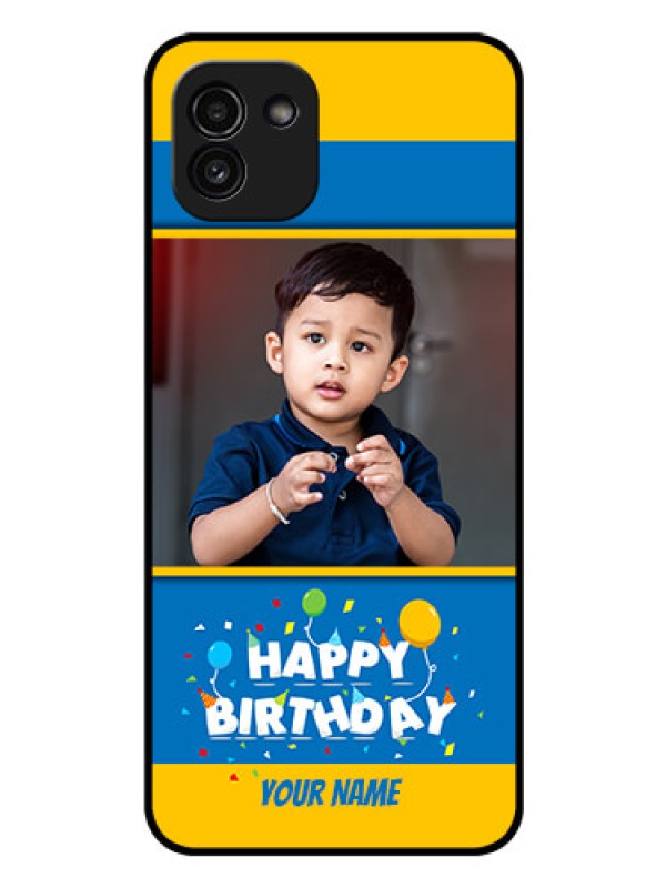 Custom Galaxy A03 Custom Glass Mobile Case - Birthday Wishes Design