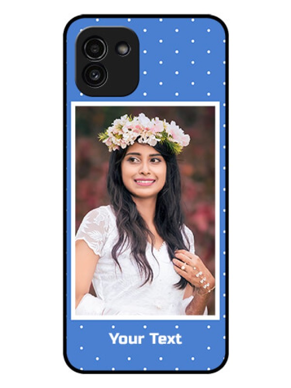 Custom Galaxy A03 Photo Printing on Glass Case - Polka dots design