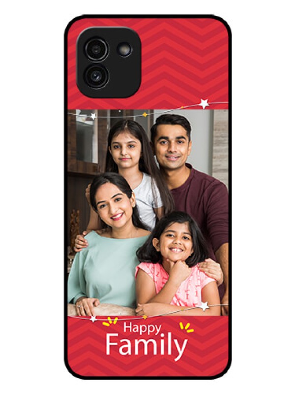 Custom Galaxy A03 Personalized Glass Phone Case - Happy Family Design