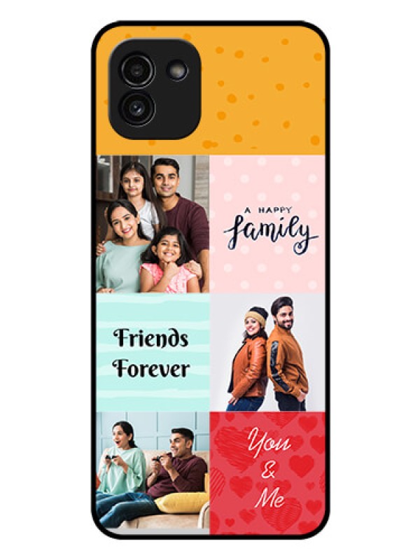 Custom Galaxy A03 Personalized Glass Phone Case - Images with Quotes Design