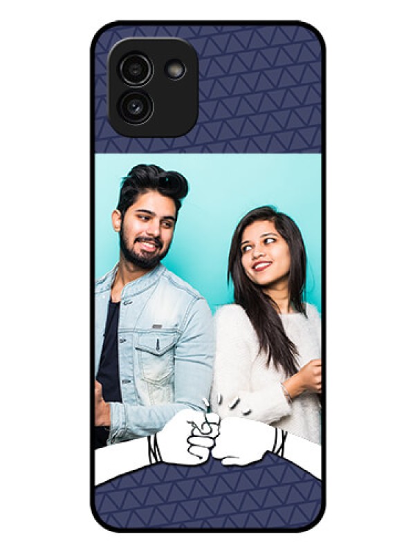 Custom Galaxy A03 Photo Printing on Glass Case - with Best Friends Design