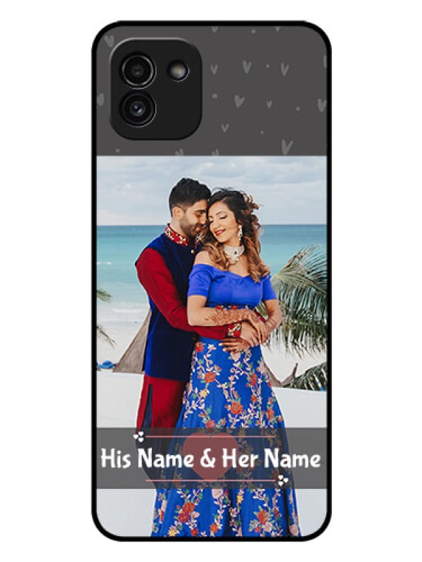 Custom Galaxy A03 Custom Glass Mobile Case - Buy Love Design with Photo Online