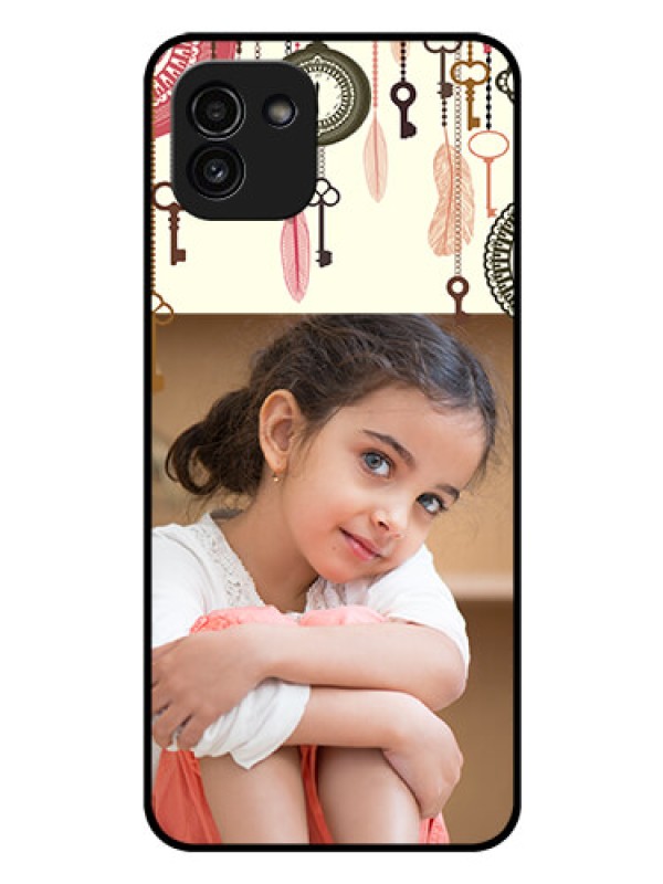 Custom Galaxy A03 Custom Glass Mobile Case - Boho Style Design