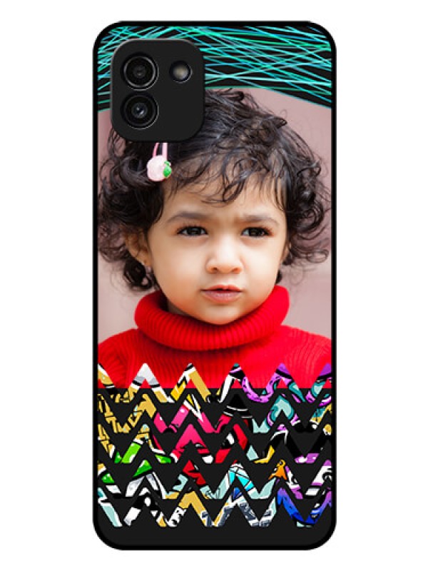 Custom Galaxy A03 Personalized Glass Phone Case - Neon Abstract Design