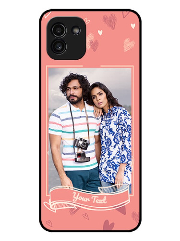 Custom Galaxy A03 Custom Glass Phone Case - Love doodle art Design