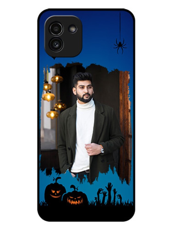Custom Galaxy A03 Photo Printing on Glass Case - with pro Halloween design