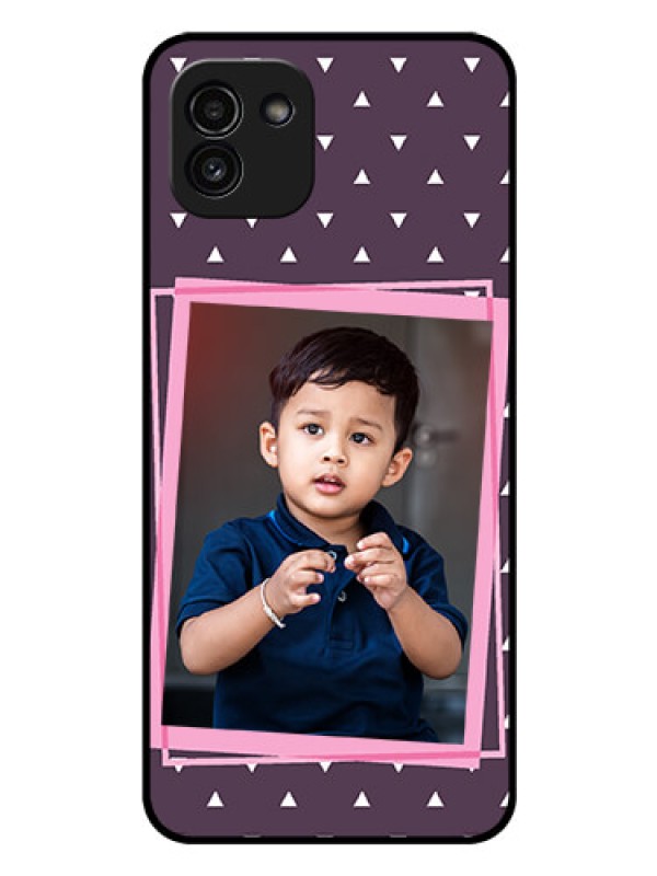 Custom Galaxy A03 Custom Glass Mobile Case - Triangle Pattern Dotted Design