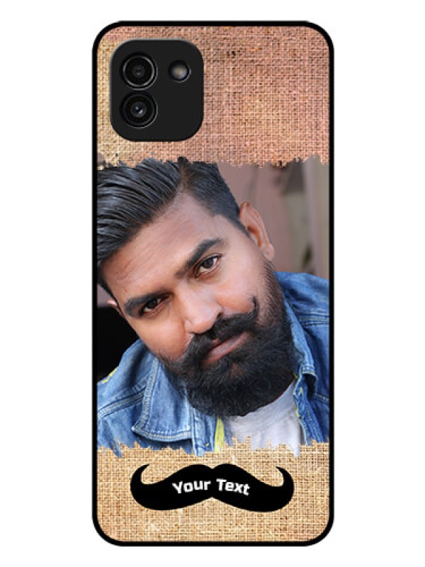 Custom Galaxy A03 Personalized Glass Phone Case - with Texture Design