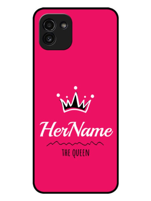 Custom Galaxy A03 Glass Phone Case Queen with Name