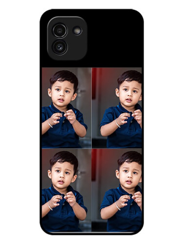 Custom Galaxy A03 4 Image Holder on Glass Mobile Cover
