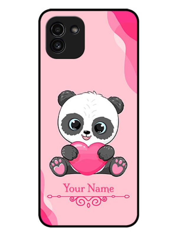 Custom Galaxy A03 Custom Glass Mobile Case - Cute Panda Design
