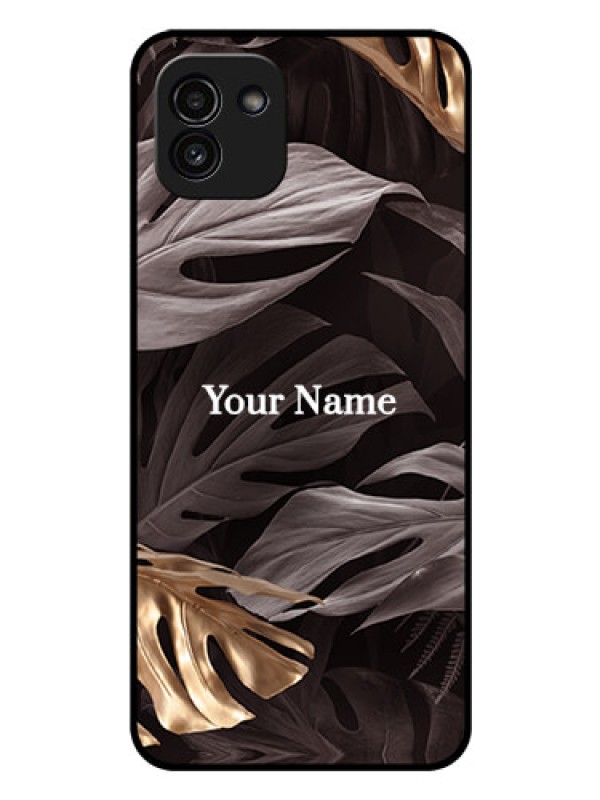 Custom Galaxy A03 Personalised Glass Phone Case - Wild Leaves digital paint Design