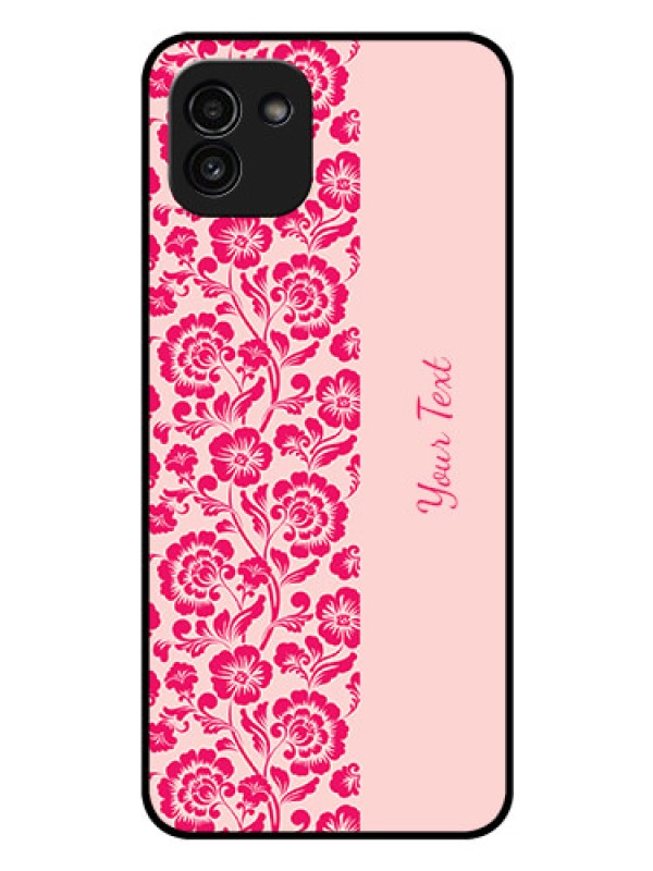 Custom Galaxy A03 Custom Glass Phone Case - Attractive Floral Pattern Design