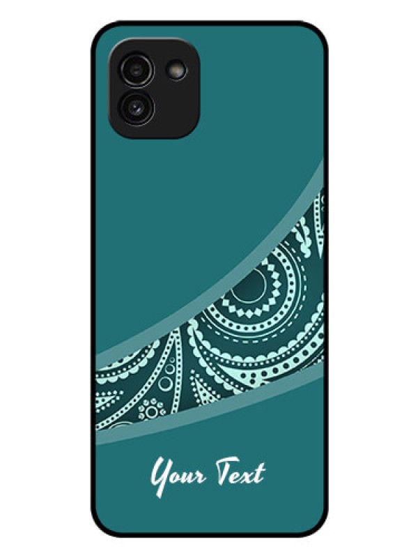 Custom Galaxy A03 Photo Printing on Glass Case - semi visible floral Design