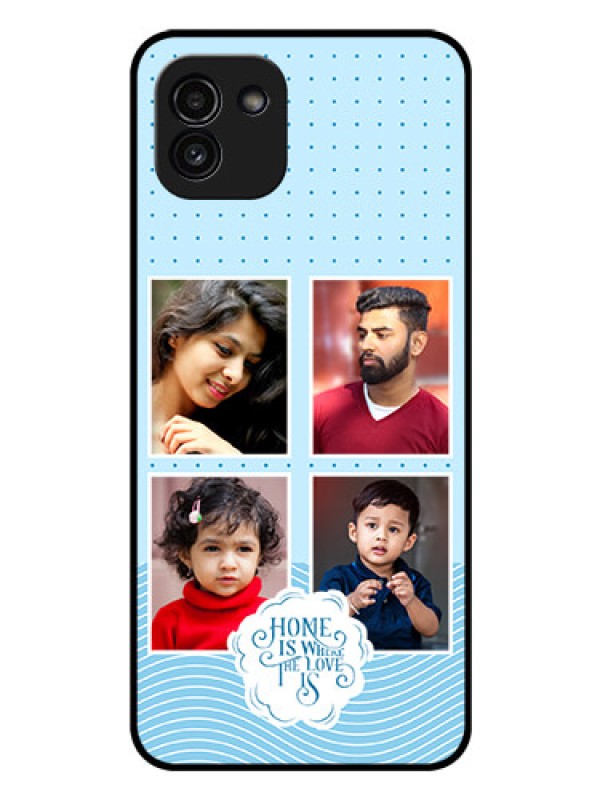 Custom Galaxy A03 Custom Glass Phone Case - Cute love quote with 4 pic upload Design