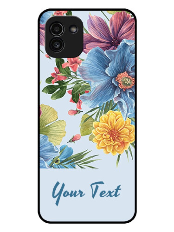 Custom Galaxy A03 Custom Glass Mobile Case - Stunning Watercolored Flowers Painting Design