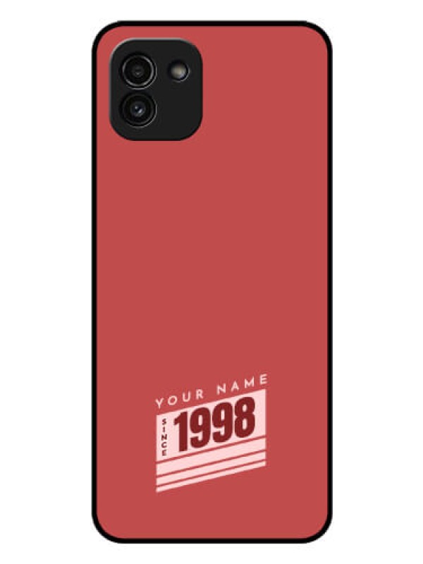 Custom Galaxy A03 Custom Glass Phone Case - Red custom year of birth Design