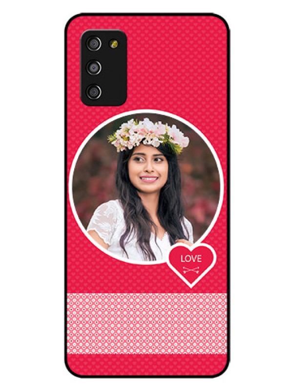 Custom Galaxy A03s Personalised Glass Phone Case - Pink Pattern Design