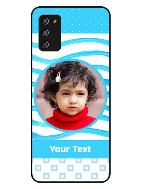 Custom Galaxy A03s Custom Glass Phone Case - Simple Blue Case Design