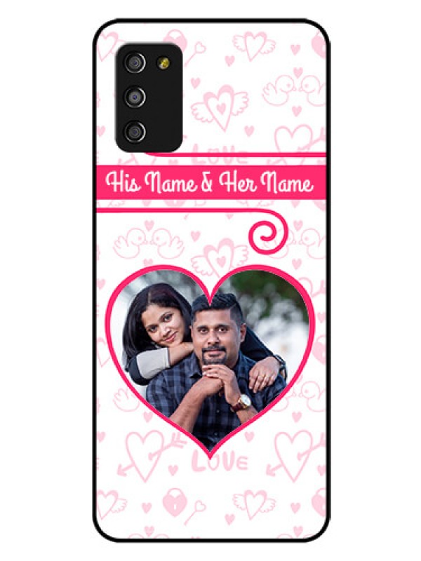 Custom Galaxy A03s Personalized Glass Phone Case - Heart Shape Love Design