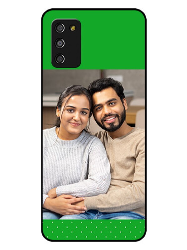 Custom Galaxy A03s Personalized Glass Phone Case - Green Pattern Design