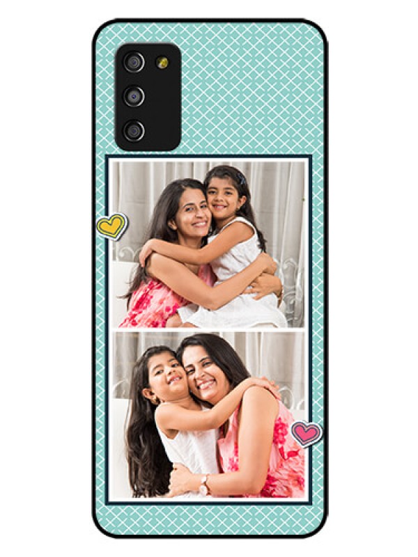 Custom Galaxy A03s Custom Glass Phone Case - 2 Image Holder with Pattern Design