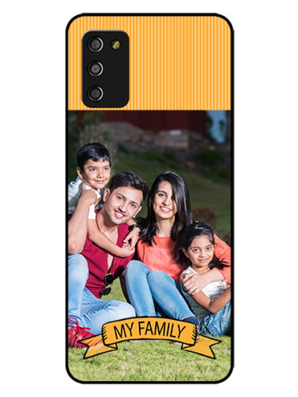Custom Galaxy A03s Custom Glass Phone Case - My Family Design