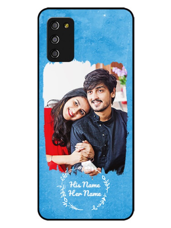 Custom Galaxy A03S Custom Glass Phone Case - Blue Color Vintage Design