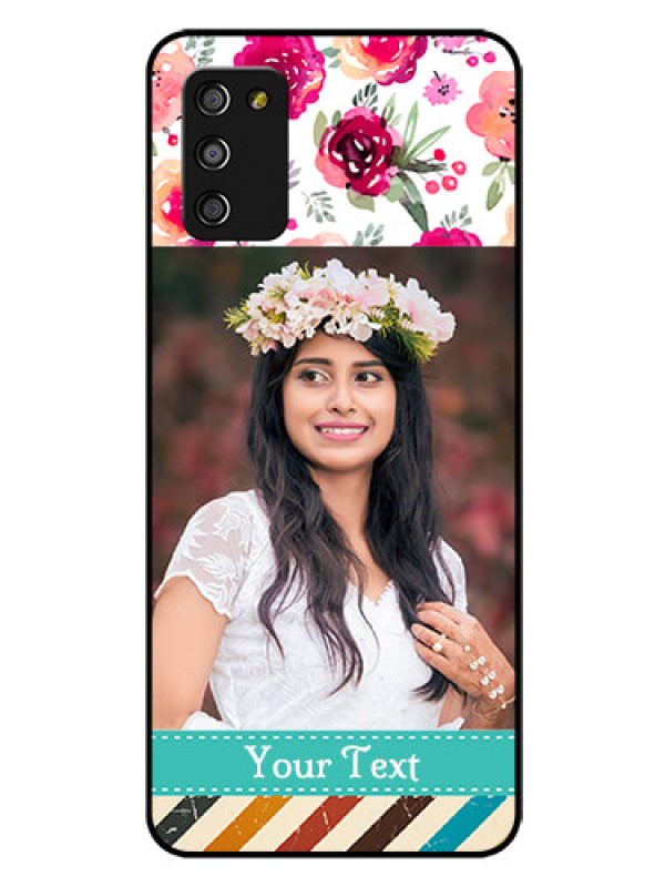 Custom Galaxy A03s Custom Glass Phone Case - Watercolor Floral Design