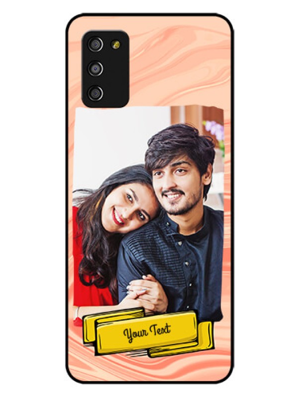 Custom Galaxy A03s Personalized Glass Phone Case - Marble Texture Design