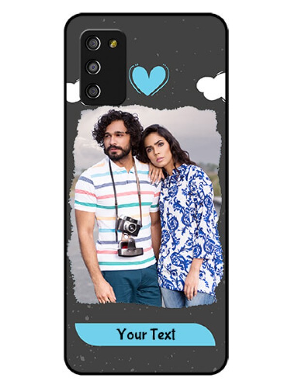 Custom Galaxy A03s Custom Glass Phone Case - Splashes with love doodles Design