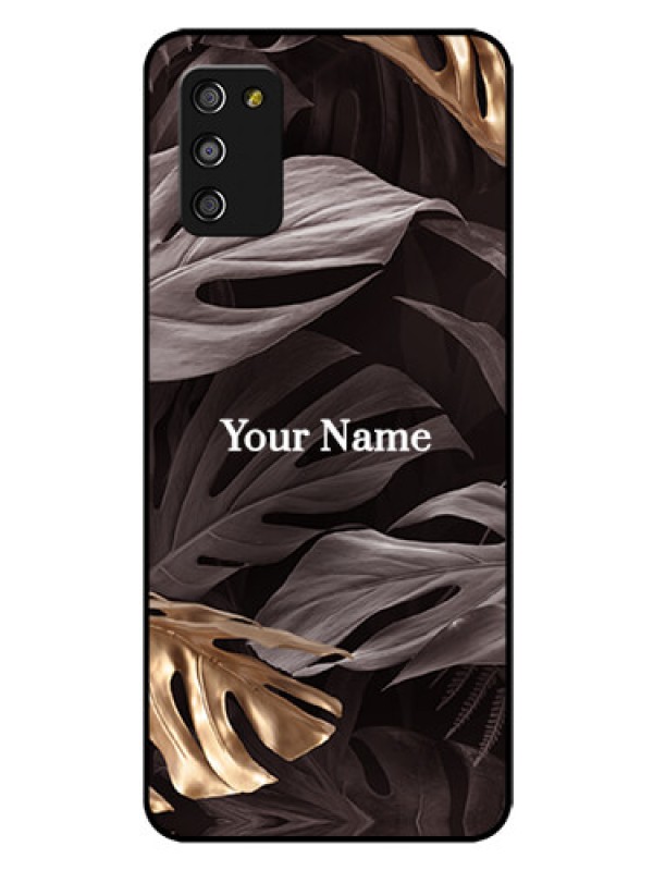 Custom Galaxy A03s Personalised Glass Phone Case - Wild Leaves digital paint Design