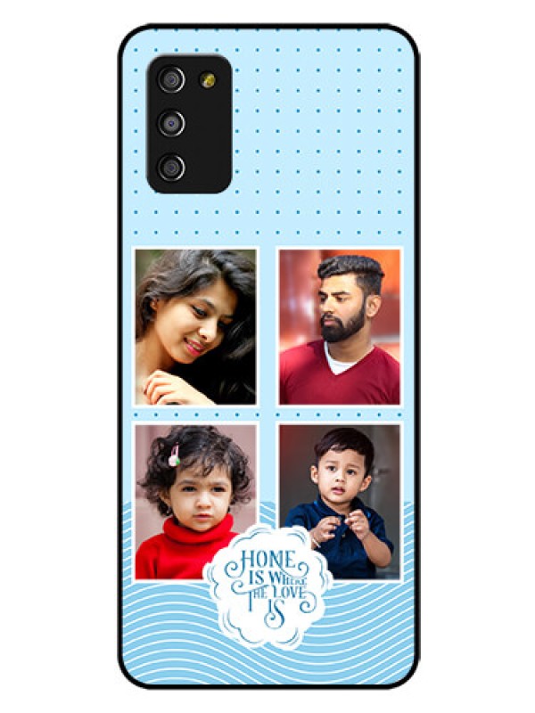 Custom Galaxy A03s Custom Glass Phone Case - Cute love quote with 4 pic upload Design