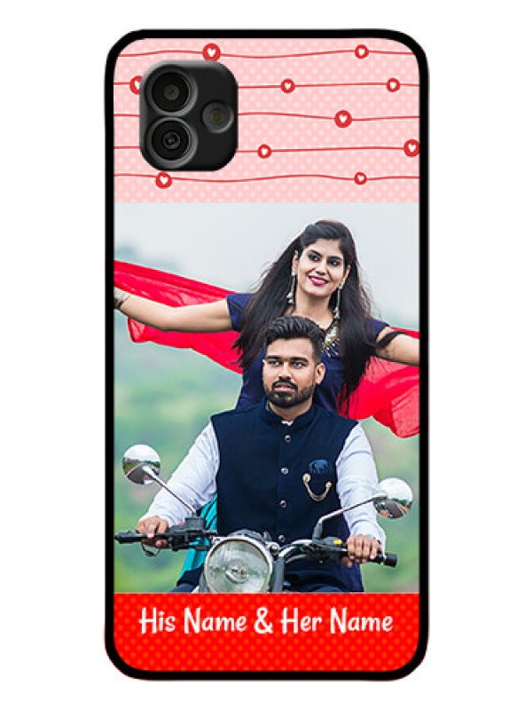 Custom Samsung Galaxy A04 Personalized Glass Phone Case - Red Pattern Case Design