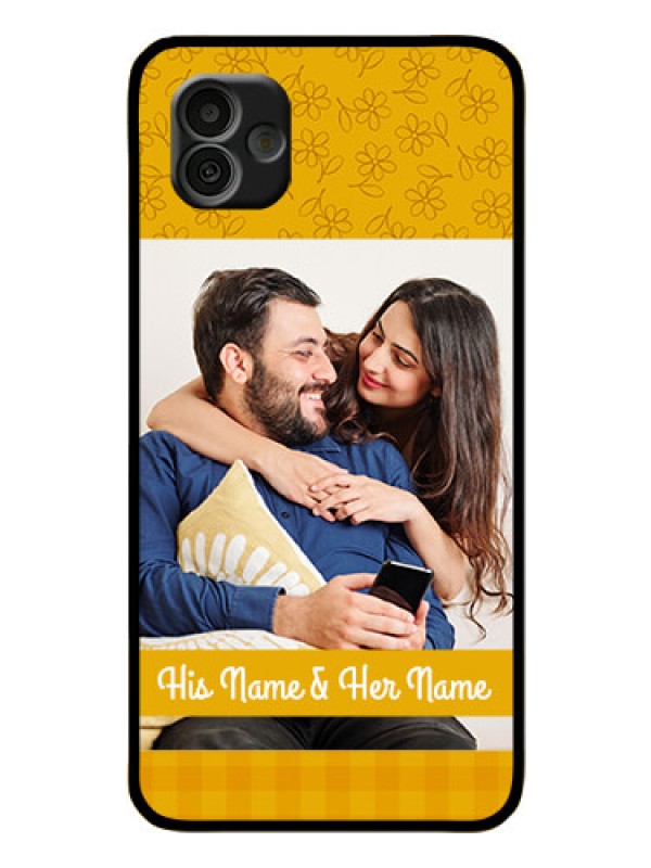 Custom Samsung Galaxy A04 Custom Glass Mobile Case - Yellow Floral Design