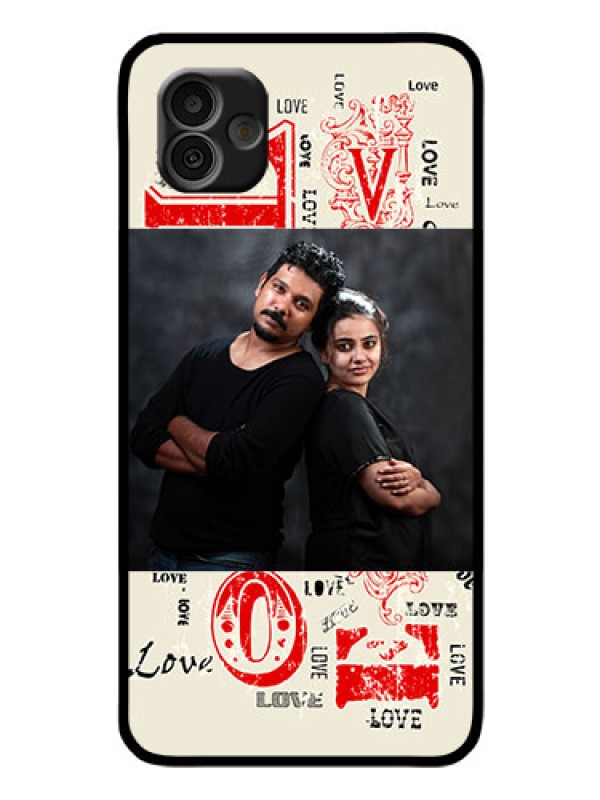 Custom Samsung Galaxy A04 Photo Printing on Glass Case - Trendy Love Design Case