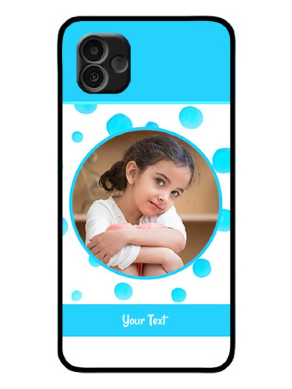 Custom Samsung Galaxy A04 Photo Printing on Glass Case - Blue Bubbles Pattern Design