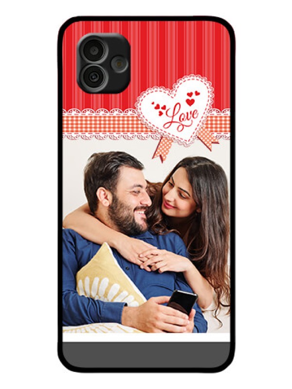 Custom Samsung Galaxy A04 Custom Glass Mobile Case - Red Love Pattern Design