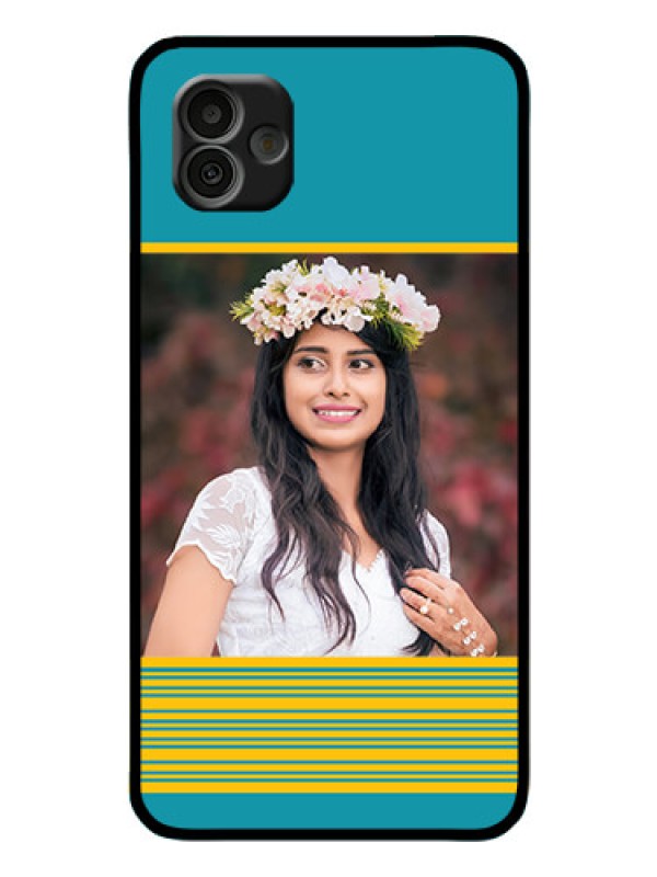 Custom Samsung Galaxy A04 Custom Glass Phone Case - Yellow & Blue Design