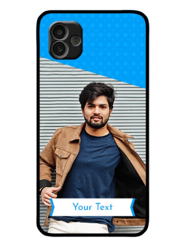 Custom Samsung Galaxy A04 Photo Printing on Glass Case - Simple Blue Color Design