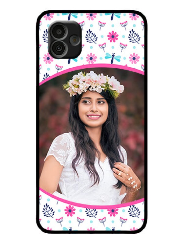Custom Samsung Galaxy A04 Photo Printing on Glass Case - Colorful Flower Design