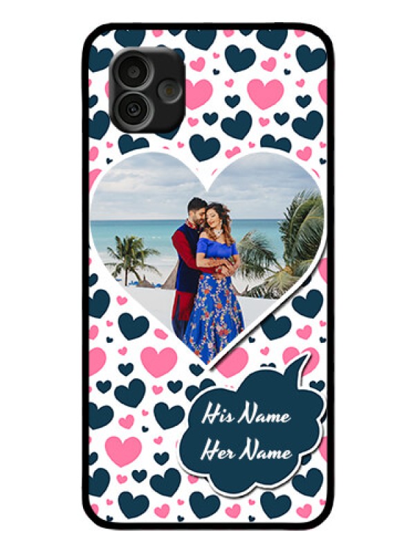 Custom Samsung Galaxy A04 Custom Glass Phone Case - Pink & Blue Heart Design