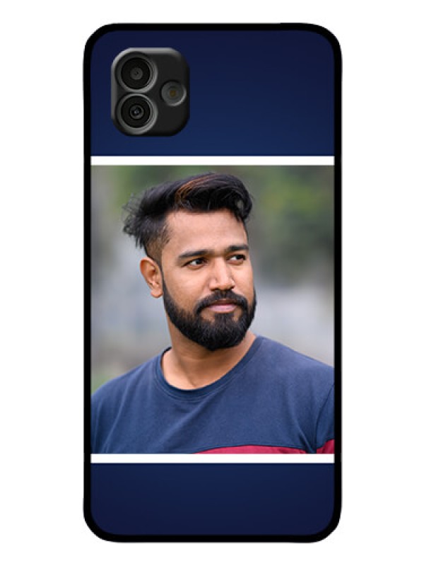 Custom Samsung Galaxy A04 Personalized Glass Phone Case - Simple Royal Blue Design